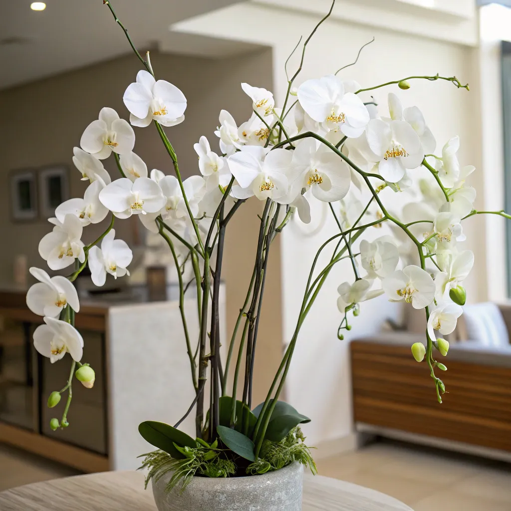 Elegant arrangement of white orchids