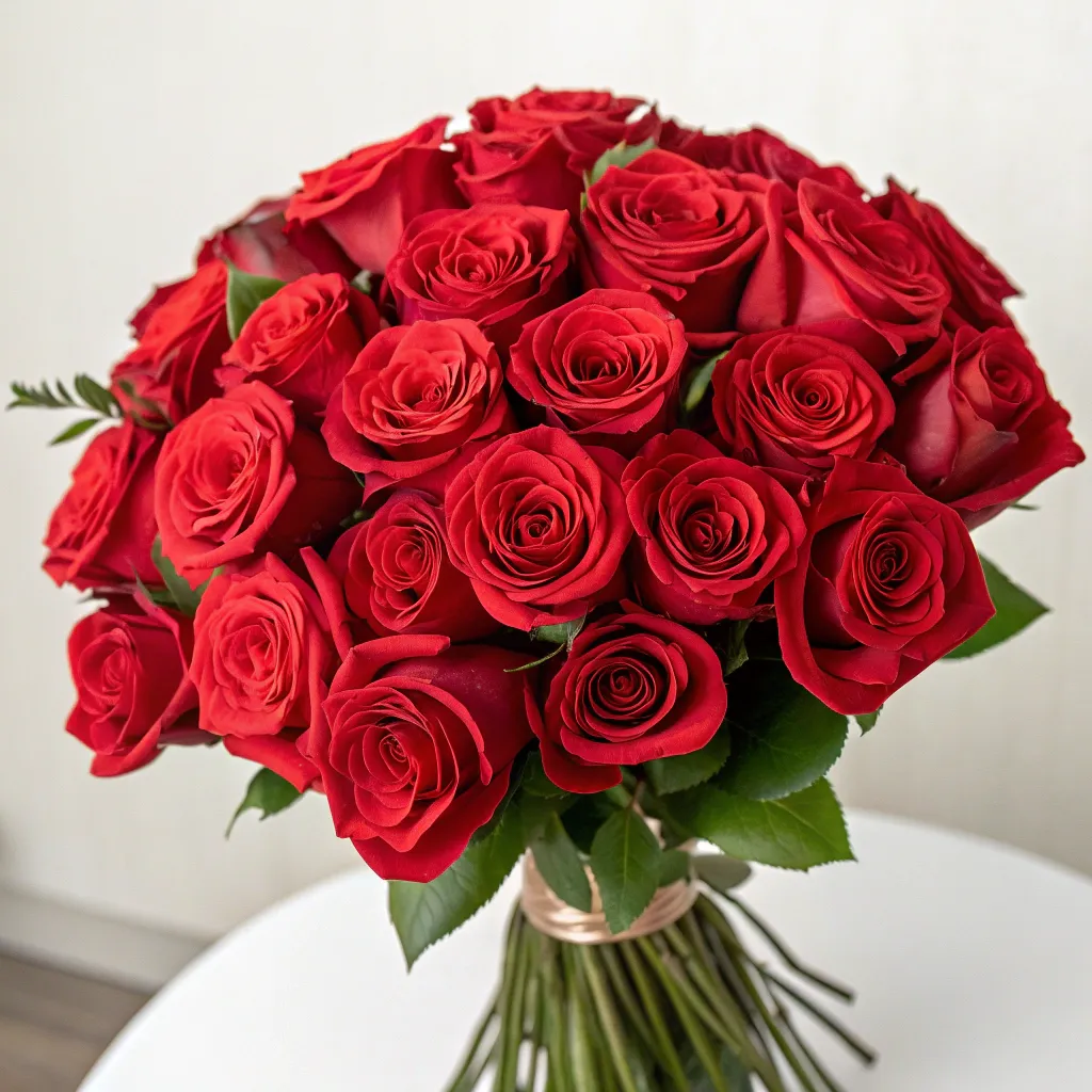 A stunning bouquet of red roses
